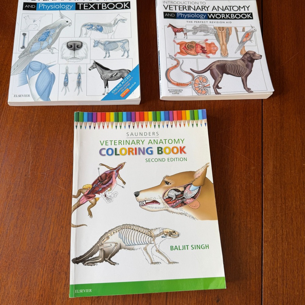 Elsevier Veterinary Anatomy Physiology Textbook Workbook Extra Coloring Book